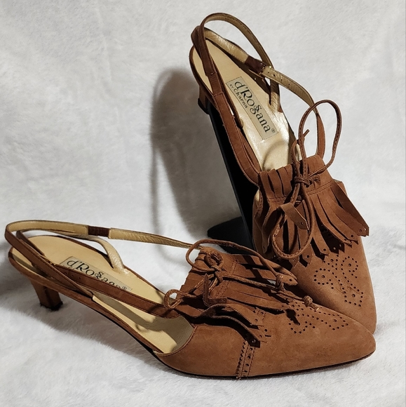 D'Rosanna by Charna Shoes - D'Rossana by Charna | Slingback Fringe Leather Pump size 9.5